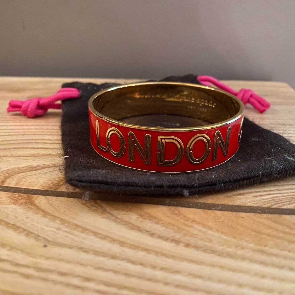 Kate Spade red enamel bangle LONDON CALLING"